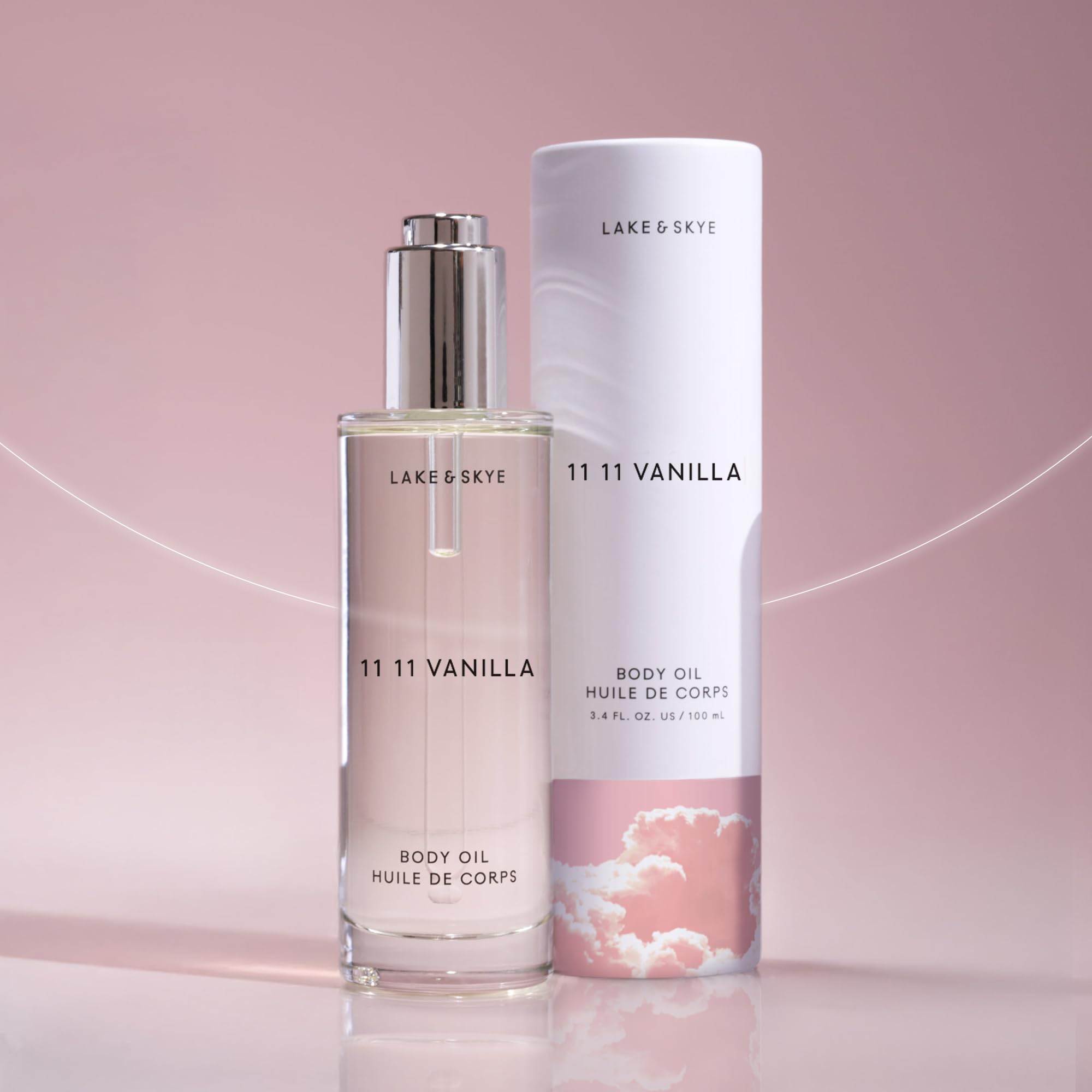 Lake & Skye 11 11 Vanilla Body Oil, 100mL, Subtle Musk & Vanilla Scent, Hydrating All-Over Moisturizer with Almond Oil, Vitamin E, Paraben-Free, Vegan, Nourishes & Softens Dry Skin