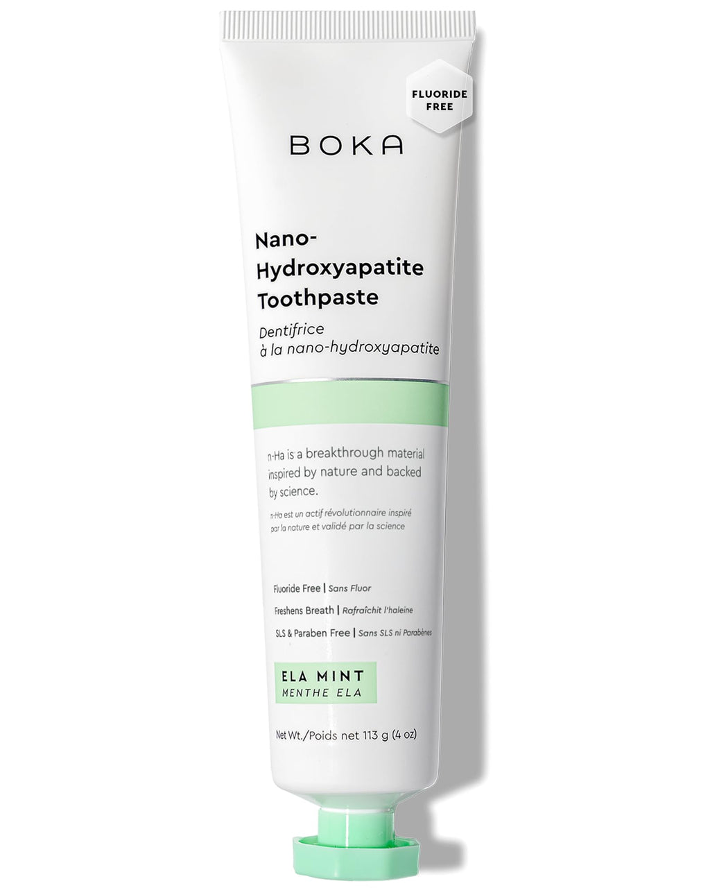 Boka Fluoride Free Toothpaste, Nano Hydroxyapatite Toothpaste, Appropriate for Sensitive Teeth - for Adult, Kids Oral Care - Ela Mint Flavor, 4 Fl Oz 1Pk US Manufactured