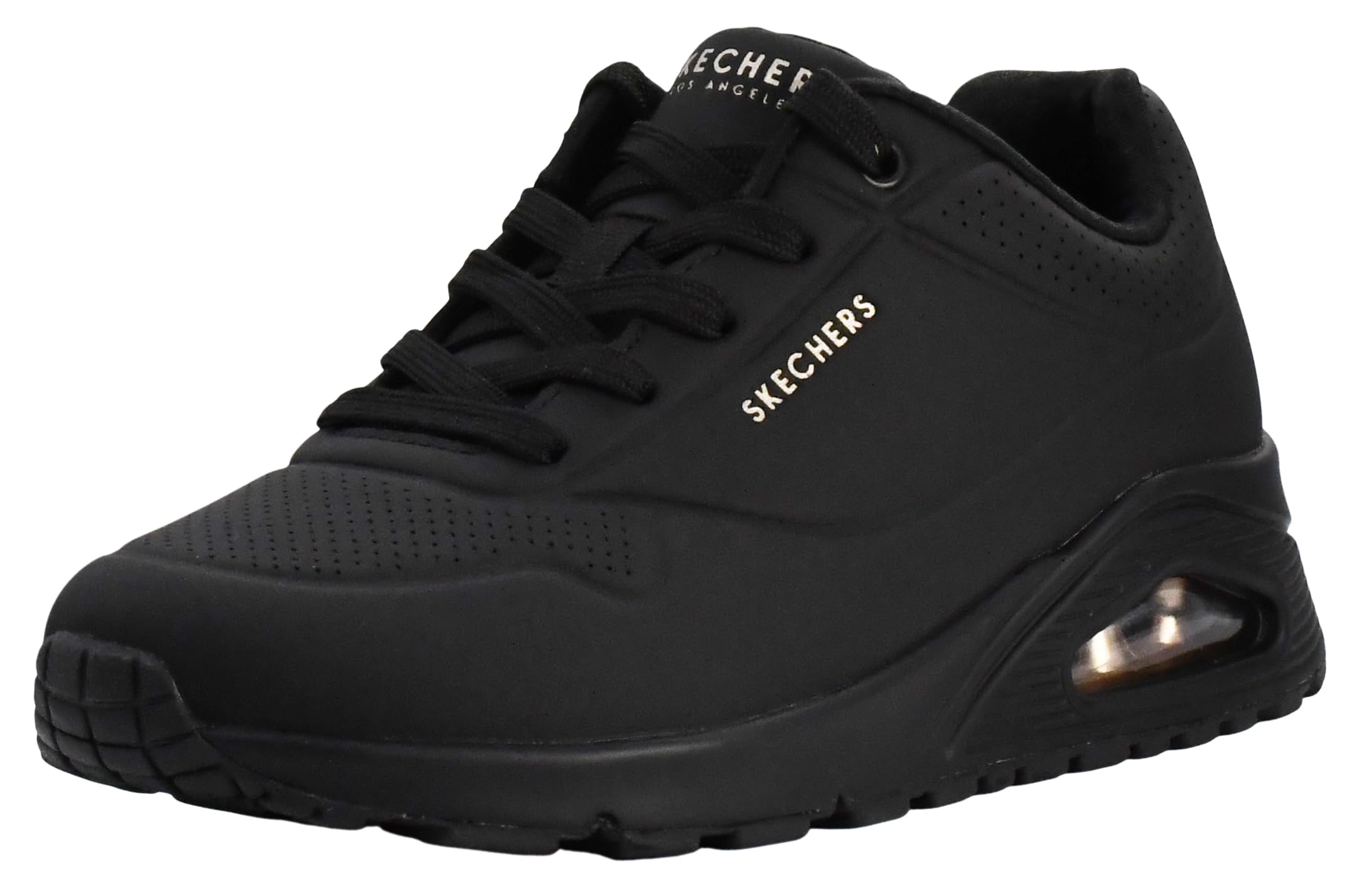 Skechers Women's Uno - Stand On Air Sneaker, Black/Black, 10 Wide