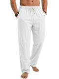TRFIC Men's Linen Pants Casual Beach Summer Pant Elastic Waist Drawstring Lightweight Trousers