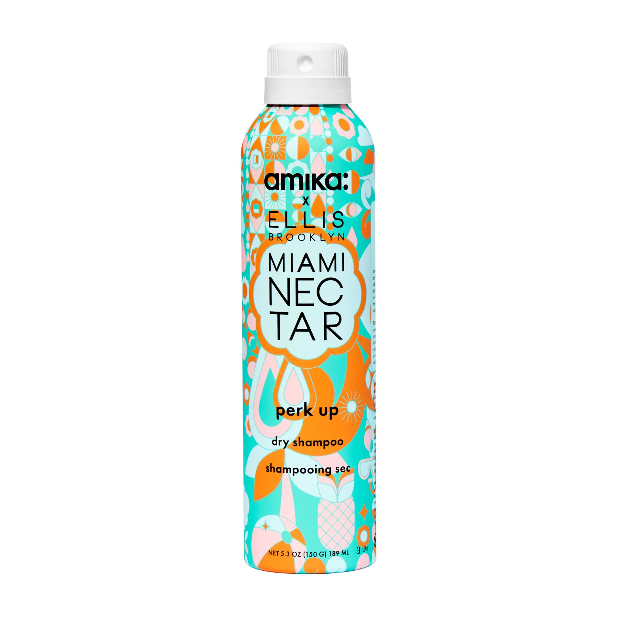 amika x Ellis Brooklyn Miami Nectar Perk Up Dry Shampoo, 5.3oz | limited edition | talc free, refreshes roots, absorbs oil, invisible finish | for all hair types (spray nozzle may vary)