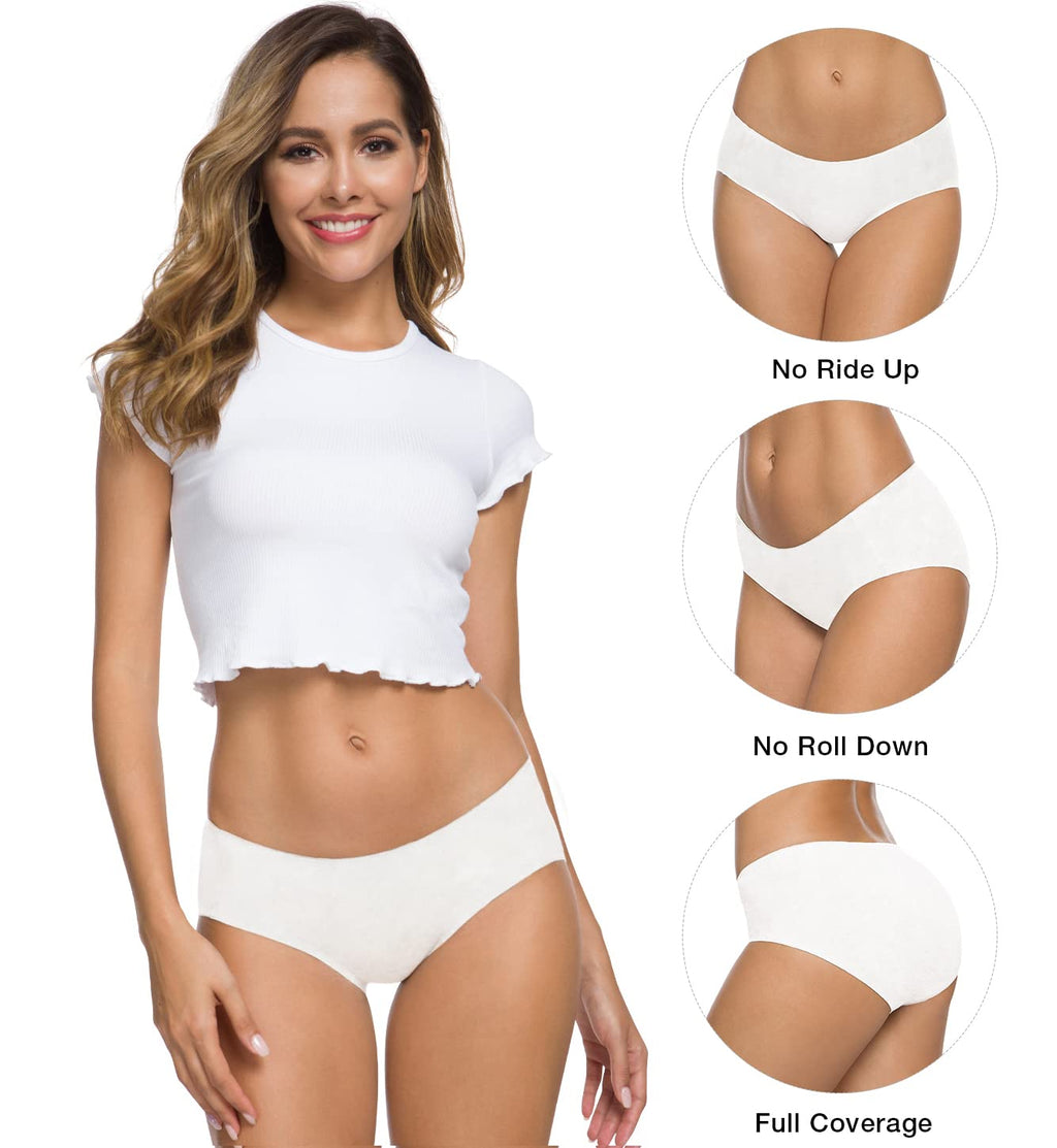 Altheanray Women’s Cotton Seamless Underwear Breathable, Cotton Hipster Panties for Women (3028L-White)