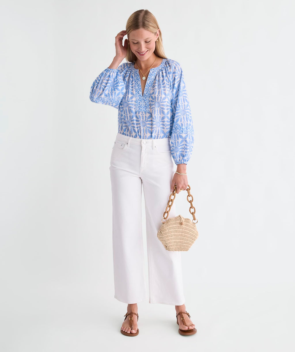 vineyard vines Emilia Top, Haven Tile Blue, XL