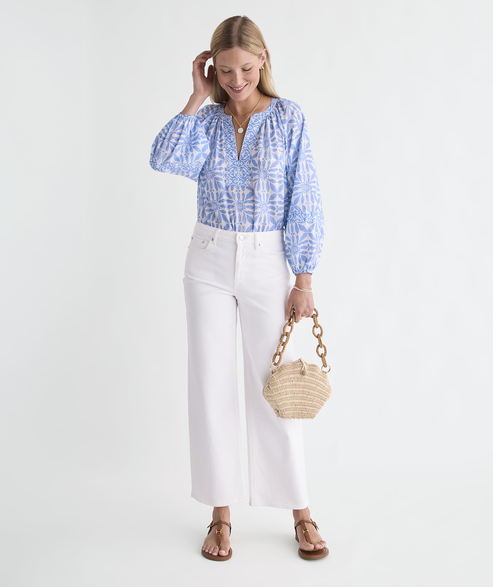 vineyard vines Emilia Top, Haven Tile Blue, XL