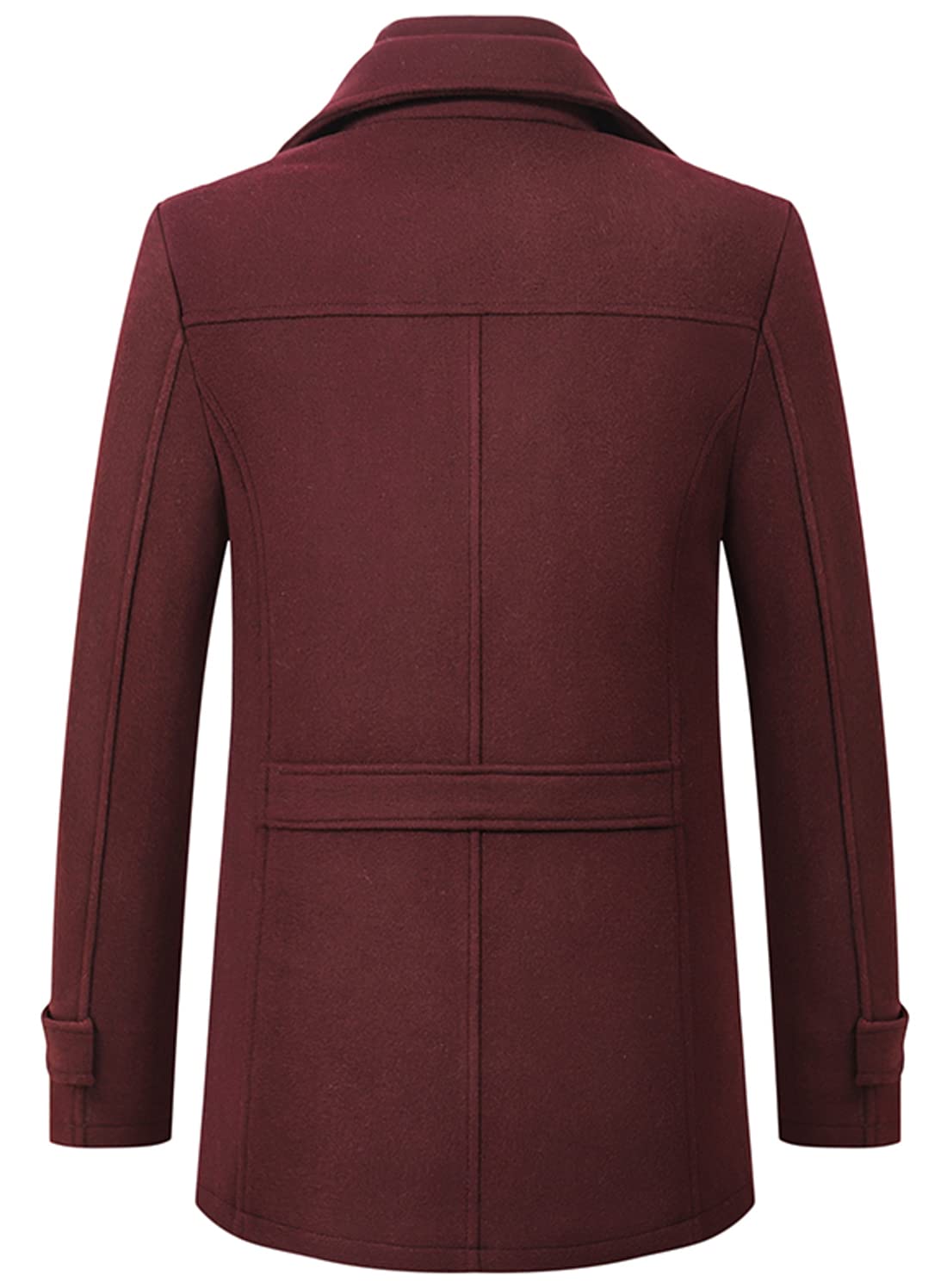 chouyatou Men's Winter Stylish Wool Blend Single Breasted Military Peacoat (Medium, Wine Red)