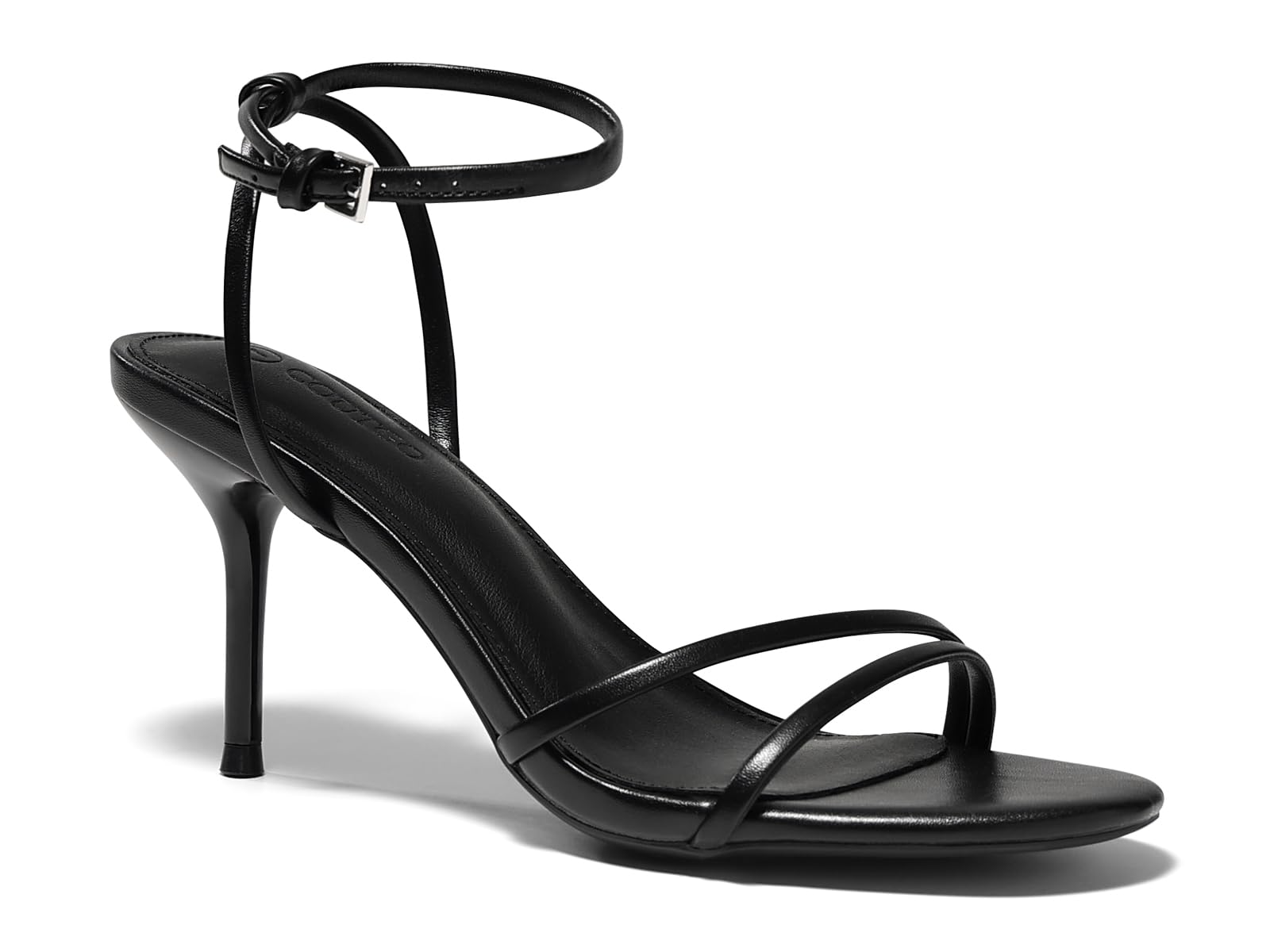 Coutgo Womens Strappy High Heels Open Almond Toe Dress Shoes Ankle Strap Summer Heeled Sandals, Black, size 9.5