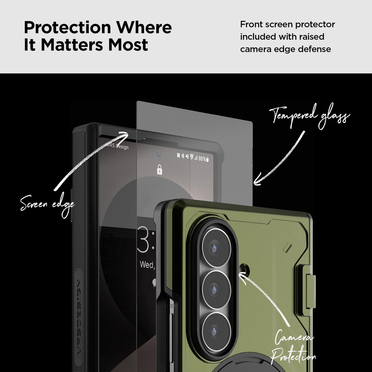 VRS DESIGN Active for Samsung Galaxy Z Fold 8 Ultra Case (2026) [Magnetic Ring Stand] [Magnetic Accessory Ready] Rugged Protective Cover - Matte Black