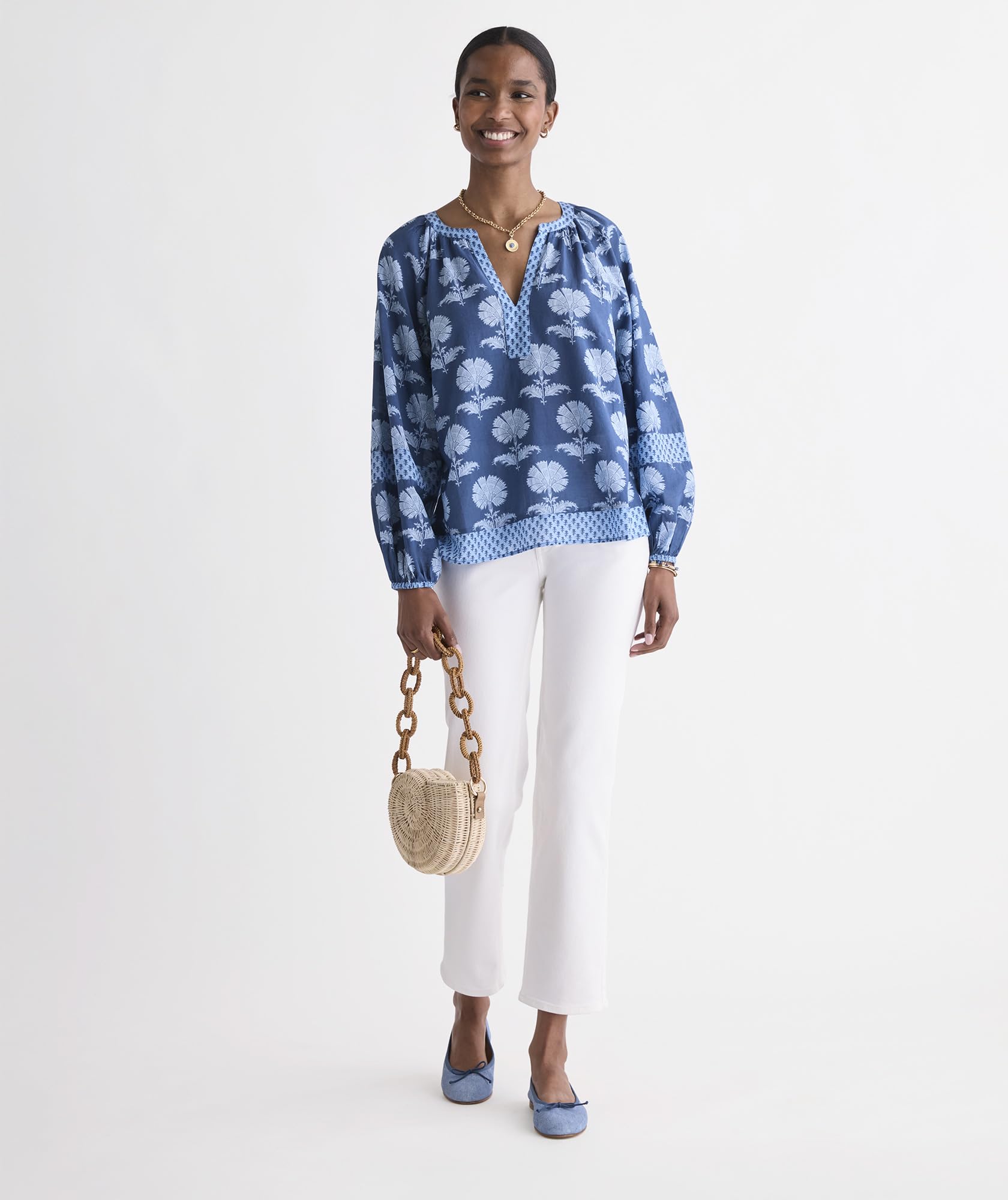 vineyard vines Emilia Top, Quinn Floral Moon, XL