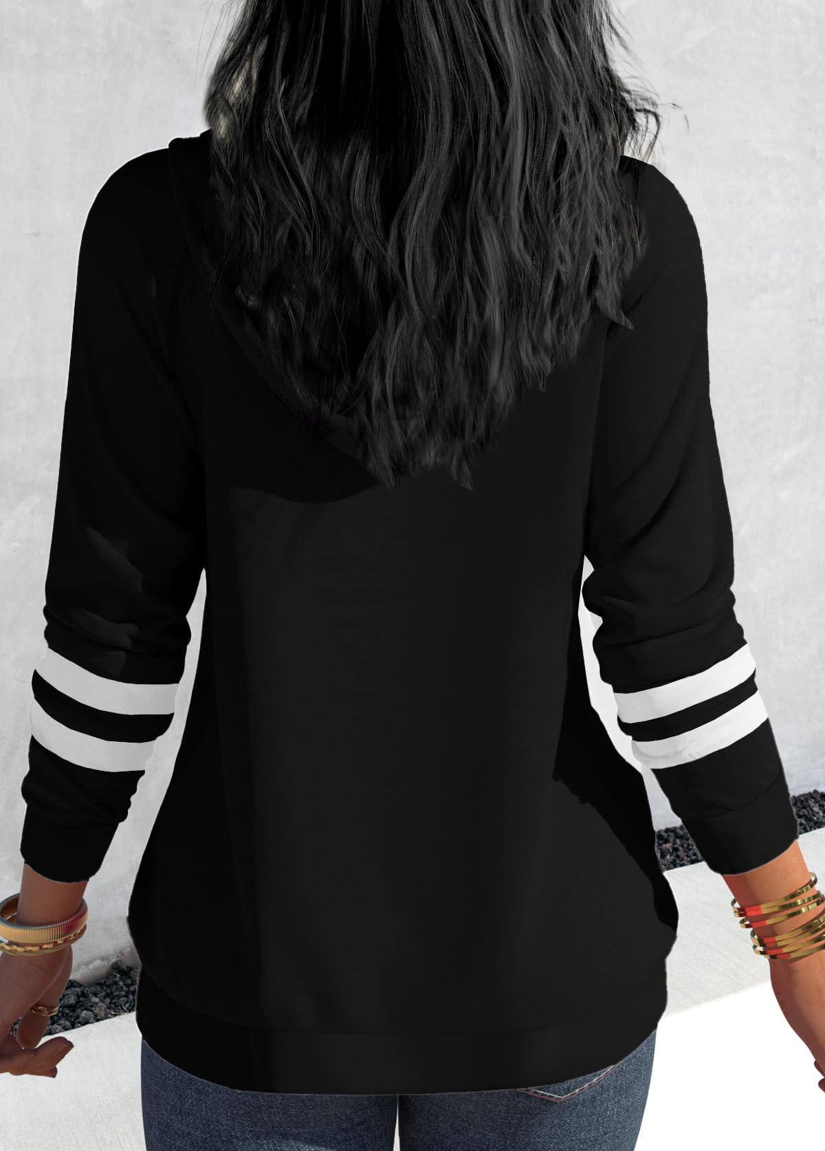 Nimsruc Zip Up Hoodies For Women Long Sleeve Casual Oversized Sweatshirts Cute Fall Hoodie With Pockets Black M