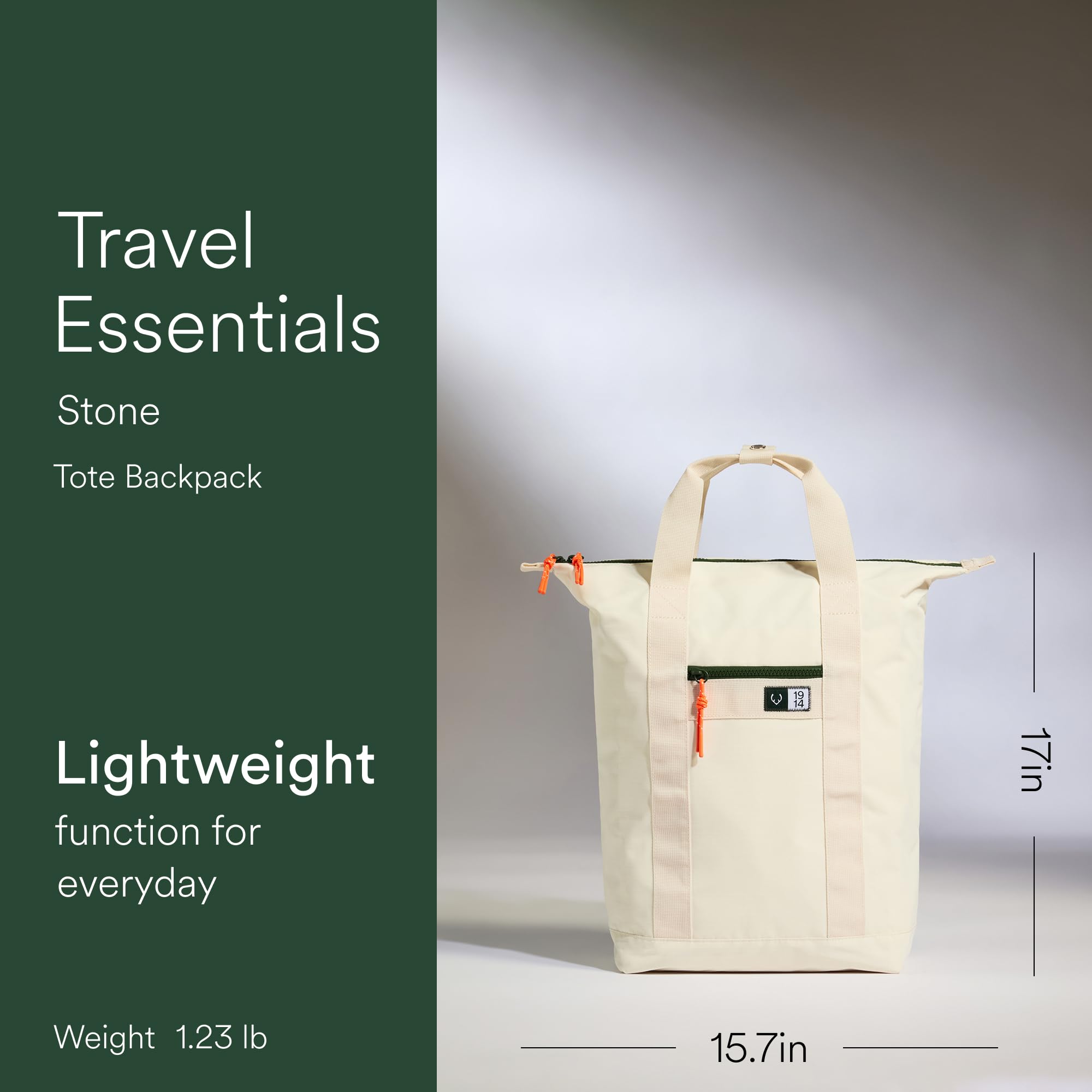 ANTLER - Essential Tote Backpack, Rucksack with Laptop Pocket, Suitcase Sleeve, Durable for Travel, Work, Gym Bag for Men & Women - Cream Stone