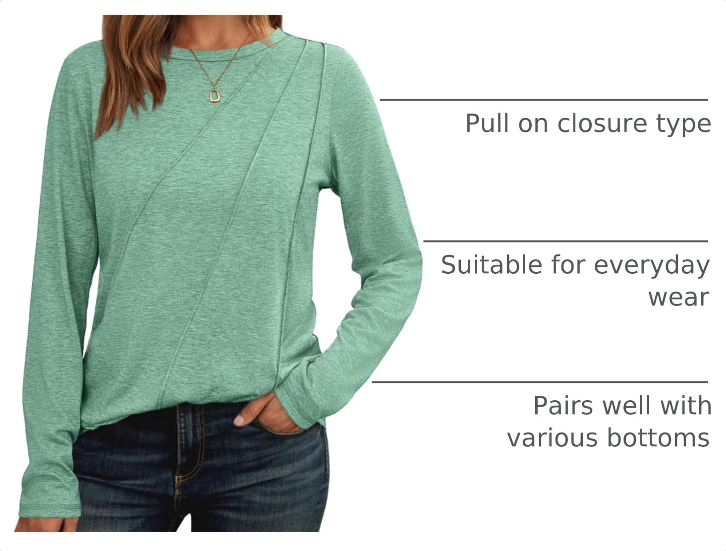 AUTOMET Women’s Long Sleeve Tops Loose Fit Shirts Casual Crewneck Tunics