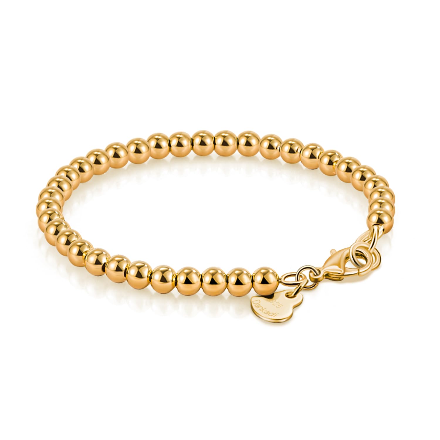 H&Beautimer 925 Sterling Silver 4-10MM Ball Chain Bracelet For Women's - Italian Handmade Bead Chain Bracelet 5''5.7''6.3''6.7''7.5''8''8.3''8.5''9 Inch Rose Gold Party Jewelry (4MM Gold, 5 inches)