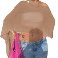 Women Sheer Poncho Top Lightweight Knit Crochet Shrug Bolero Mesh Batwing Sleeve Sweater Cover Up Beachwear