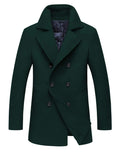 chouyatou Men's Classic Notched Collar Double Breasted Wool Blend Pea Coat (Medium, Green)