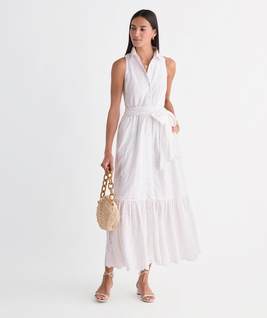 vineyard vines Vanessa Eyelet Shirtdress, White, 2