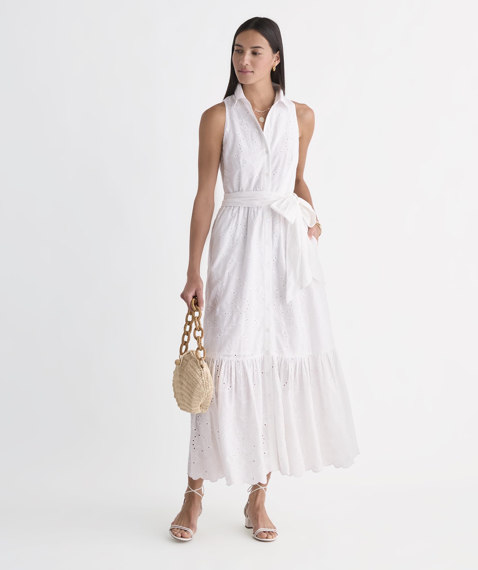 vineyard vines Vanessa Eyelet Shirtdress, White, 2