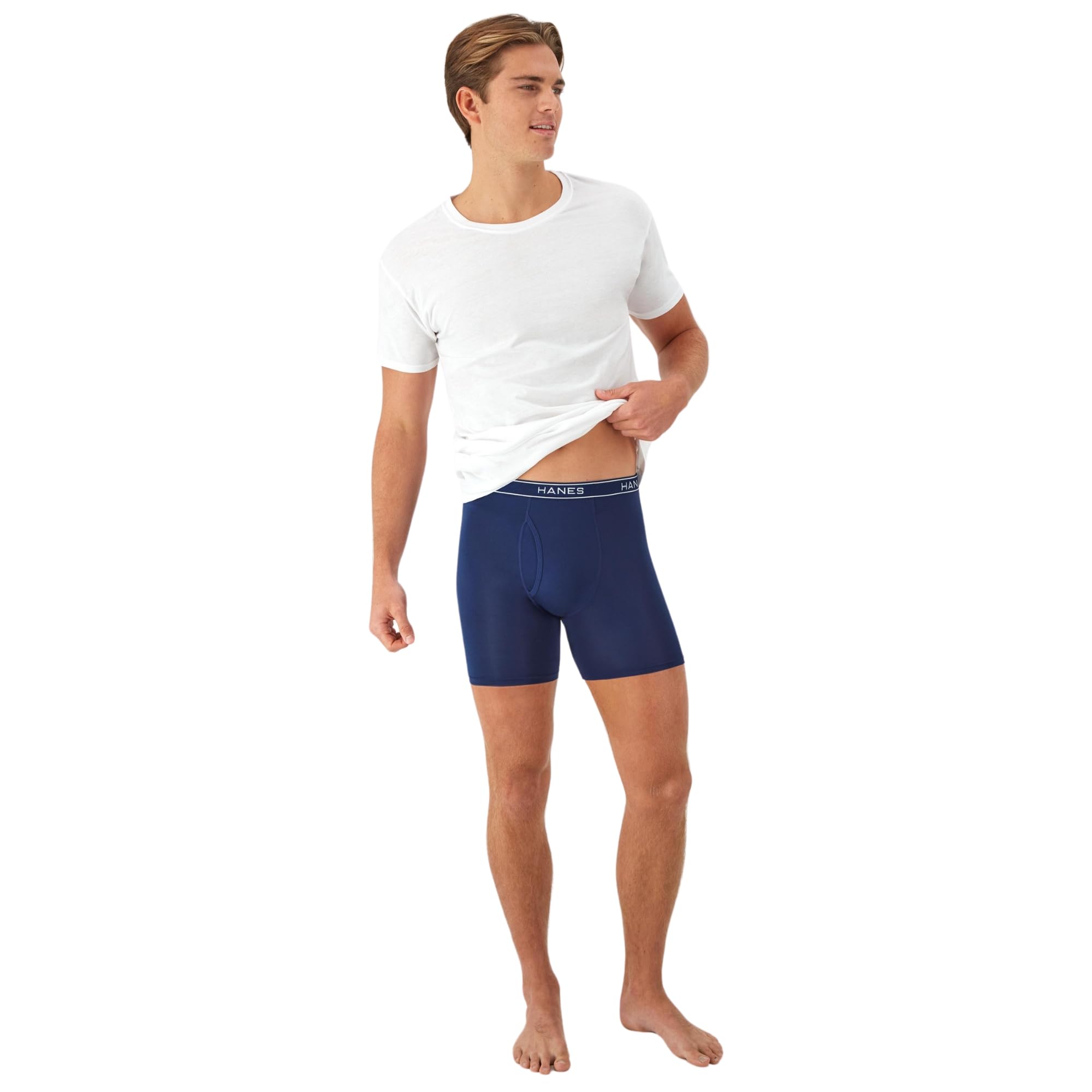 Hanes Men's Value Performance Stretch Boxer Brief Underwear, Moisture-Wicking, 6-Pack
