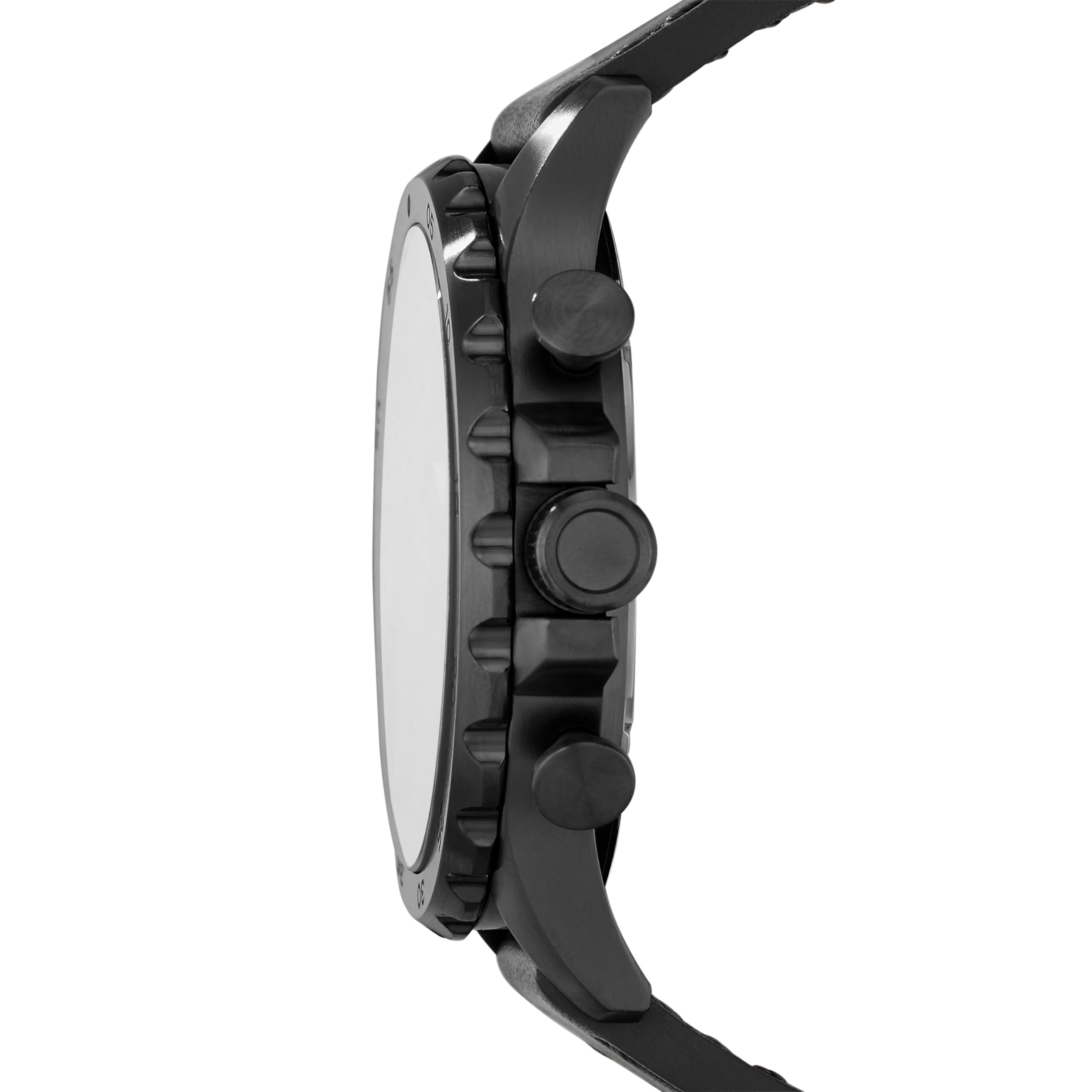 Fossil Men's Nate Quartz Watch, Stainless Steel and Leather Chronograph Watch for Men, Color: Black