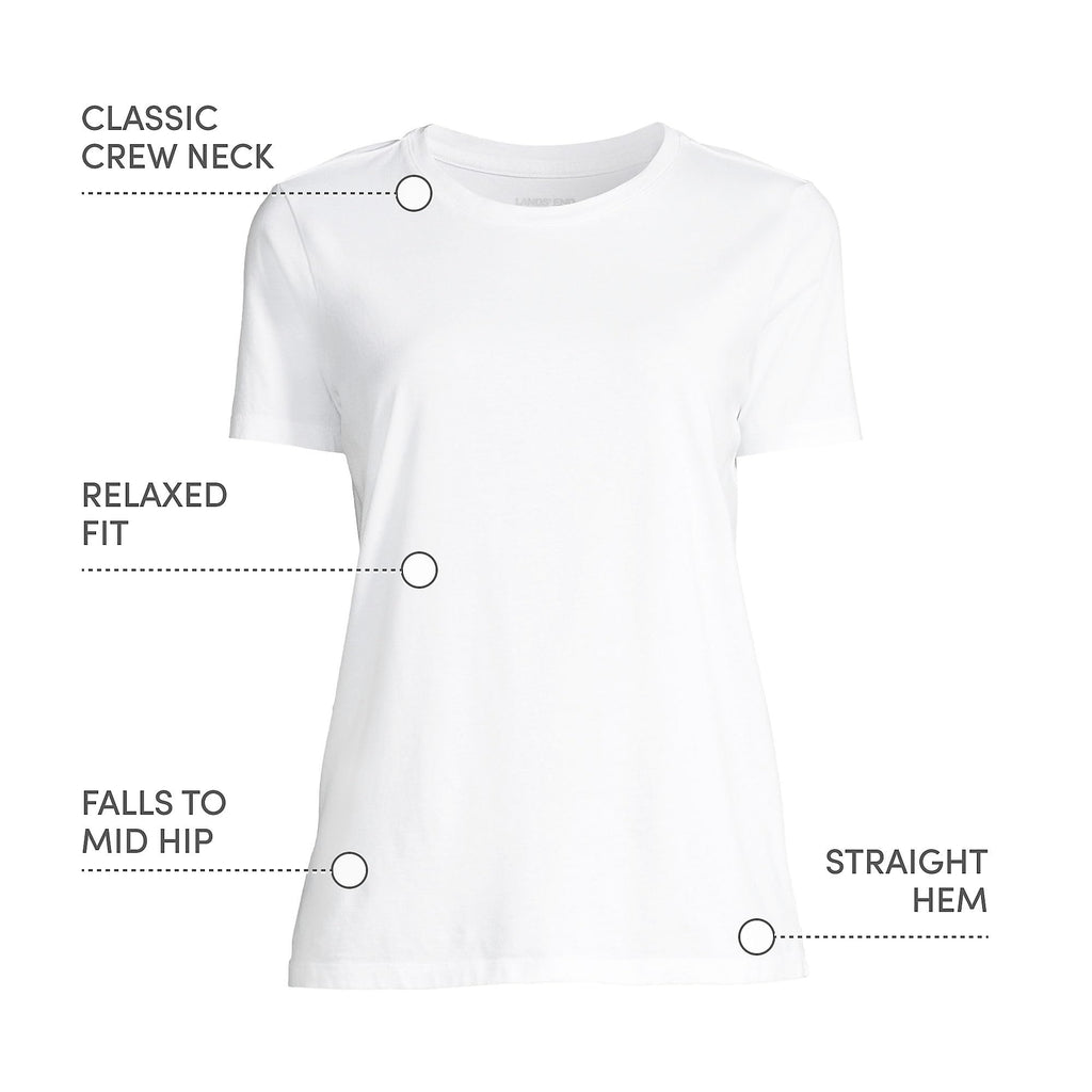 Lands' End Women's Supima Crew Neck T-Shirt X-Large White