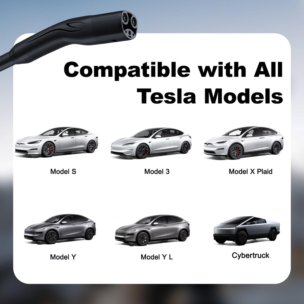 VDLPOWERVP Level 1/2 Tesla Charger 16Amp, Electric Vehicle Portable Charger with 28FT Cable, 3.5KW Home EV Charging Station for All Tesla Models Y/X/3/S,110V-240V, NEMA 6-20 & NEMA 5-15 Plug