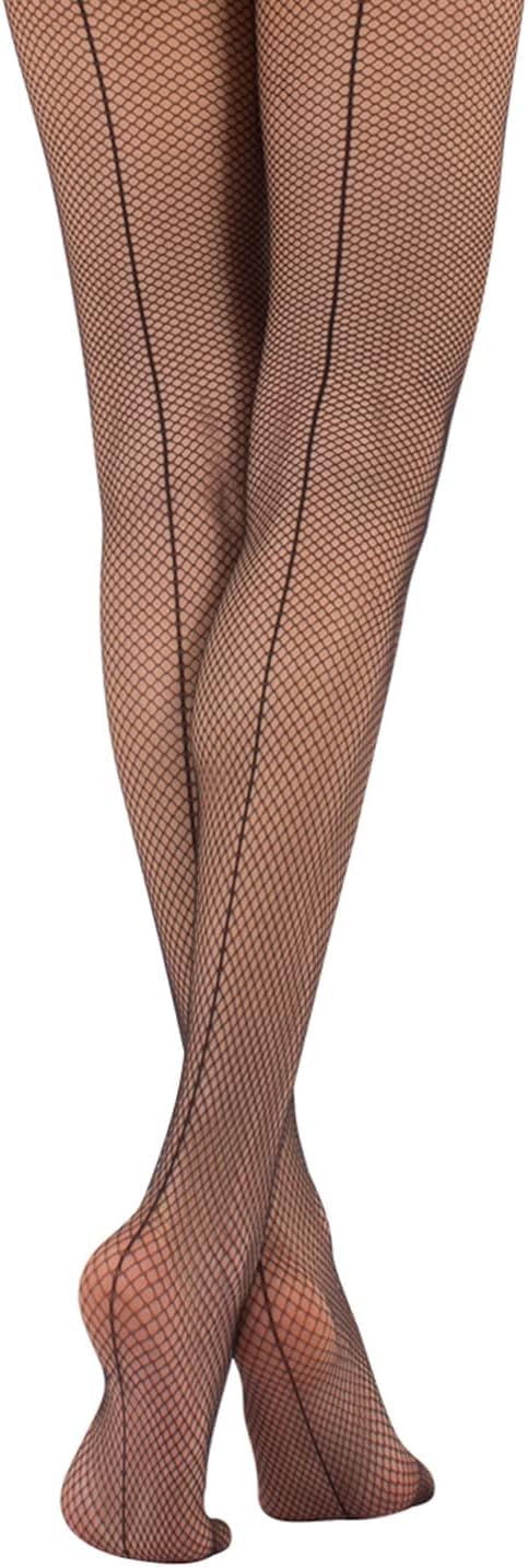 CALZITALY Fishnet Tights with Back Seam, Seamed Fishnet Pantyhose, Italian Hosiery (S/M, Black)