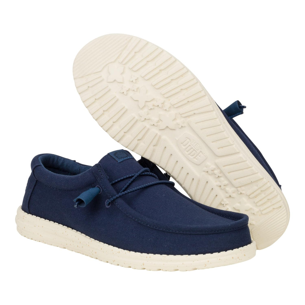 HEYDUDE Men's Wally Canvas Navy Size 11, Men’s Shoes, Slip-on Loafers, Comfortable & Light-Weight