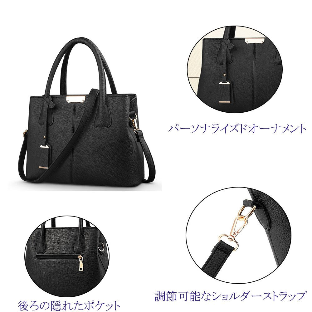 FiveloveTwo Women Classy Satchel Handbag Elegant PU Tote Purse Handle Bag Shoulder Crossbody Bag Dark blu