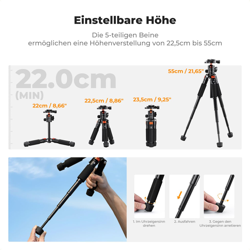 K&F CONCEPT 21.6'' Mini Desk Tripod.