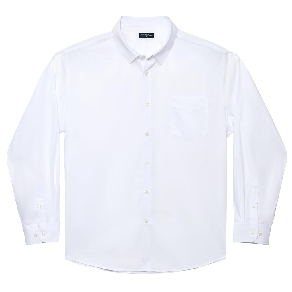 Double Pump Big and Tall Dress Shirts for Men Long Sleeve Business Casual Solid Button Down Shirts from XXL(T) to 6XL(T)(S278,3XLT)