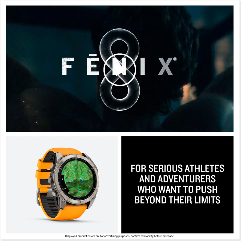 Garmin fēnix® 8 – 51 mm, AMOLED, Sapphire, Premium Multisport GPS Smartwatch, Long-Lasting Battery Life, Dive-Rated, Built-in LED Flashlight, Titanium with Spark Orange/Graphite Band