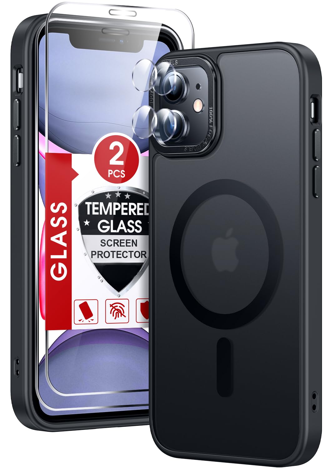 LeYi for iPhone-11 Phone Case with Screen Protector X2 + Camera Cover X2, Compatible with MagSafe Magnetic Funda para i Phone 11case Military Grade Protective Women Men Cases ipone 11, Black