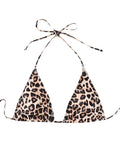 WDIRARA Women's Y2k Leopard Graphic Triangle Bikini Top Micro Halter Swimsuit Tops Brown Cheetah X-Small