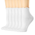 Mcool Mary Women's Ruffle Socks,Turn-Cuff Casual Cute Warm Cotton Knit Lettuce Low Cut Frilly White Ankle Socks for Women 6 Pack