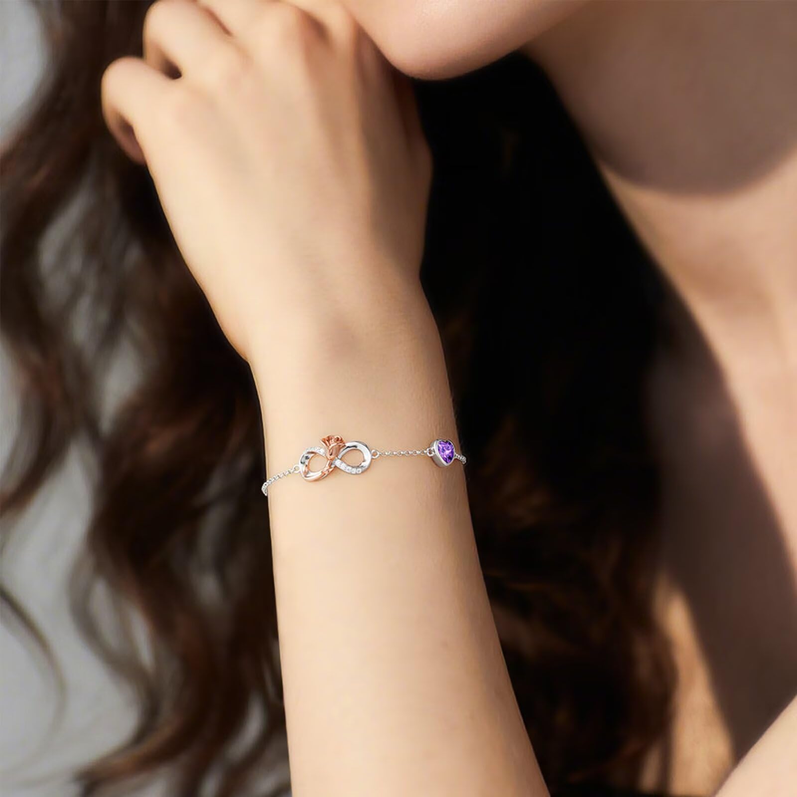 Iefil Mothers Day Gifts for Wife - Infinite Rose Heart Bracelets, 925 Sterling Silver May Birthstone Bracelet, Emerald Bracelet, Anniversary Birthday Gifts for Women Wife Girlfriend
