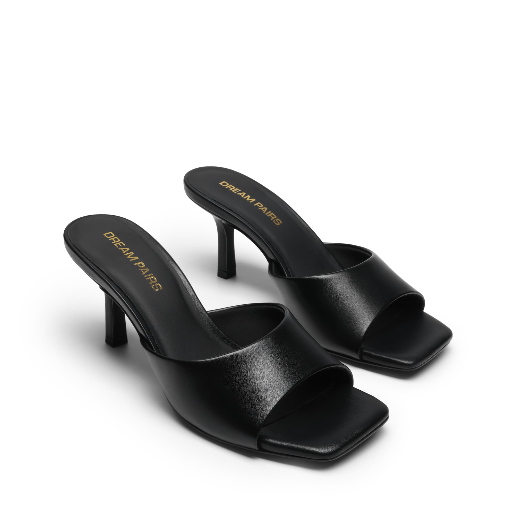 DREAM PAIRS Women's Kitten Heels Sandals – Square Toe Slip On Low Heels, Heeled Mules Footwear for Everyday, Dressy & Casual Occasions,Size 8,All Black,SDHS25004W