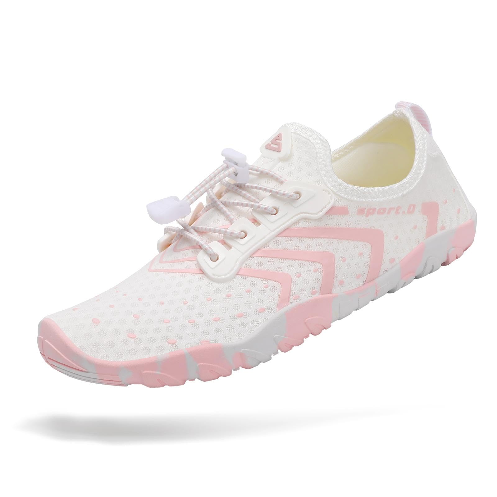 Mishansha Water Shoes for Women Men, Quick-Dry Barefoot Swim Shoes with Drainage Holes, Lightweight Aqua Shoe for Beach Pool River Boating Yoga Walking 6 Women/5 Men Light-Pink