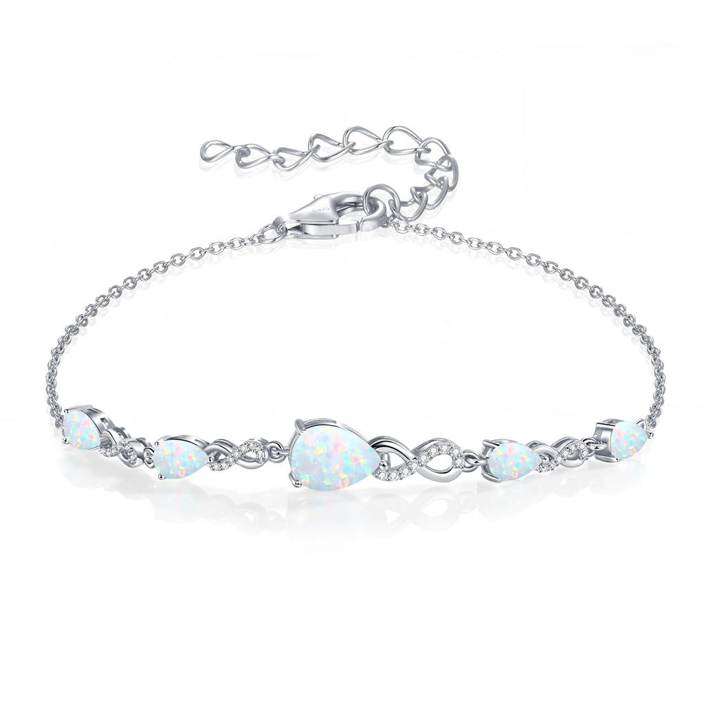 Mothers Day Gifts for Mom Birthstone Bracelets for Women,Teardrop Infinity Bracelet 925 Sterling Silver Women Charm Link Bracelet Adjustable,Valentines Day Gifts for Wife Anniversary Fine Jewelry Gifts for Mom Wife Girlfriend Her