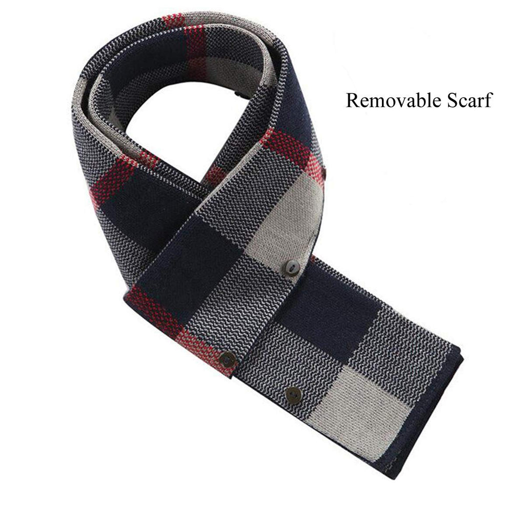 INVACHI Mens Wool Blend Coat Winter Trench Coat with Detachable Soft Scarf Single Breasted Overcoat