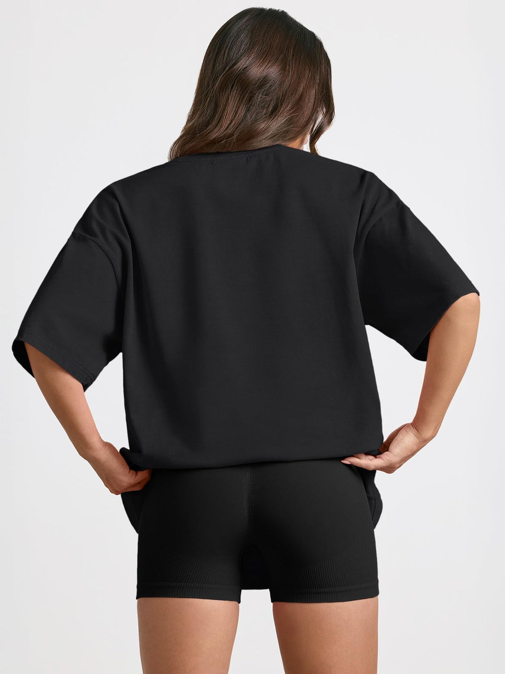 Trendy Queen Womens Oversized Sleep T Shirts Plus Size Capsule Wardrobe Tops Short Sleeves Fashion Workout Clothes 2026 Black L
