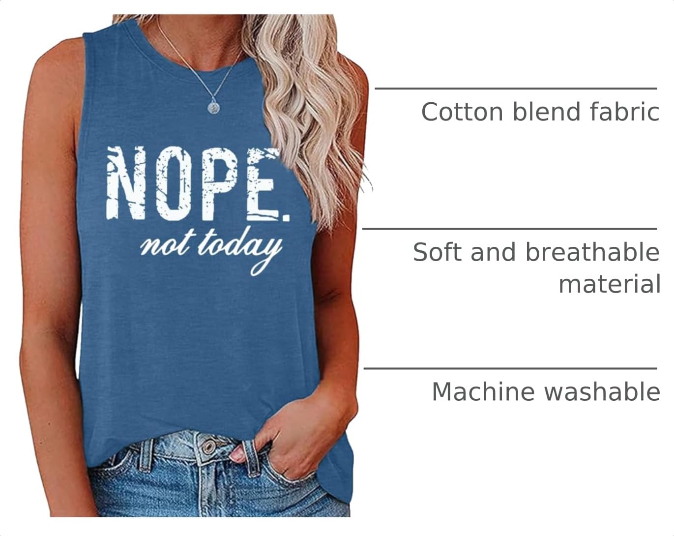 LOOKFACE Women's Sleeveless Tank Top Graphic Cute Tunic Heather Indigo Small