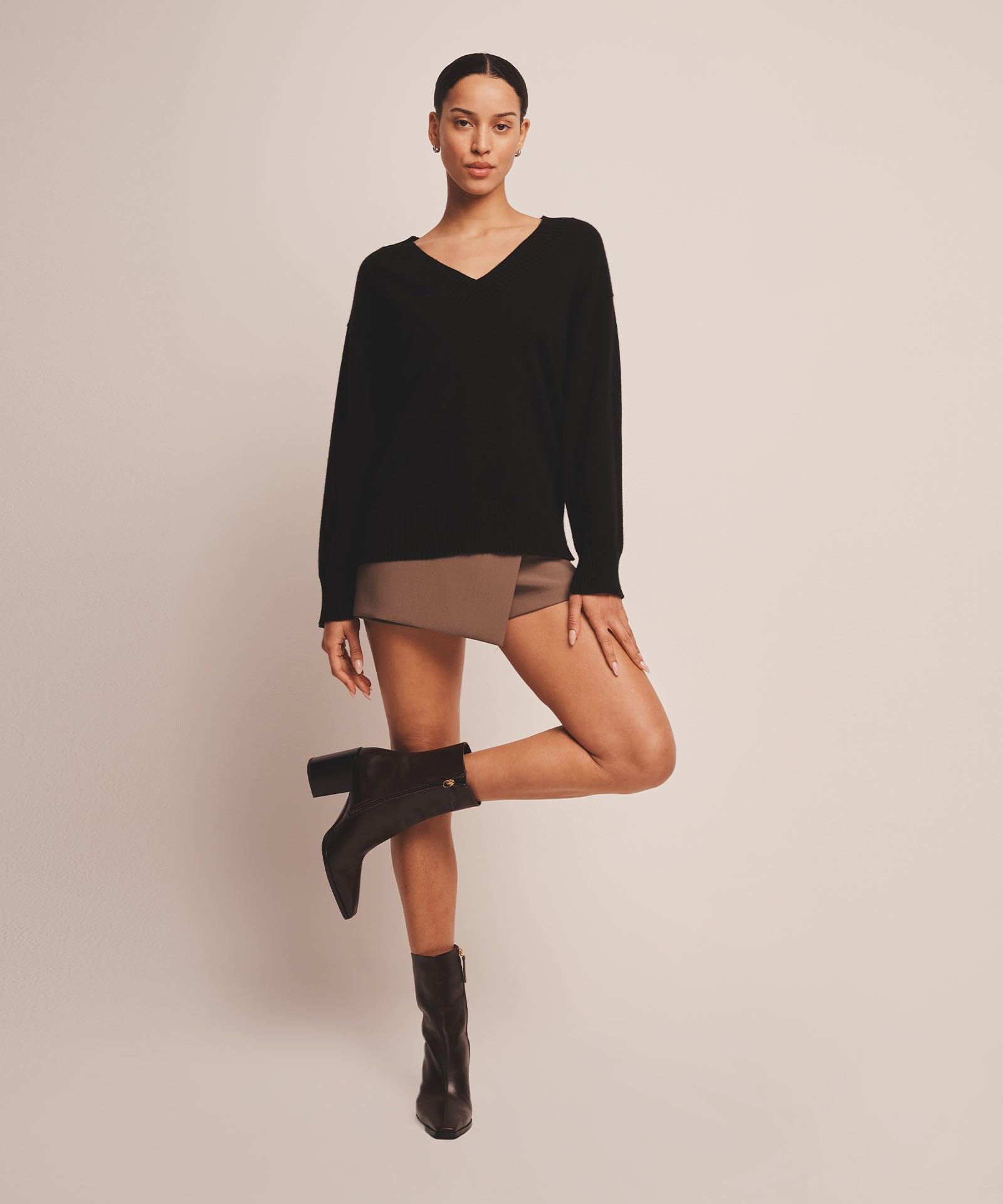 NAADAM Cashmere V-Neck Sweater, Black, M