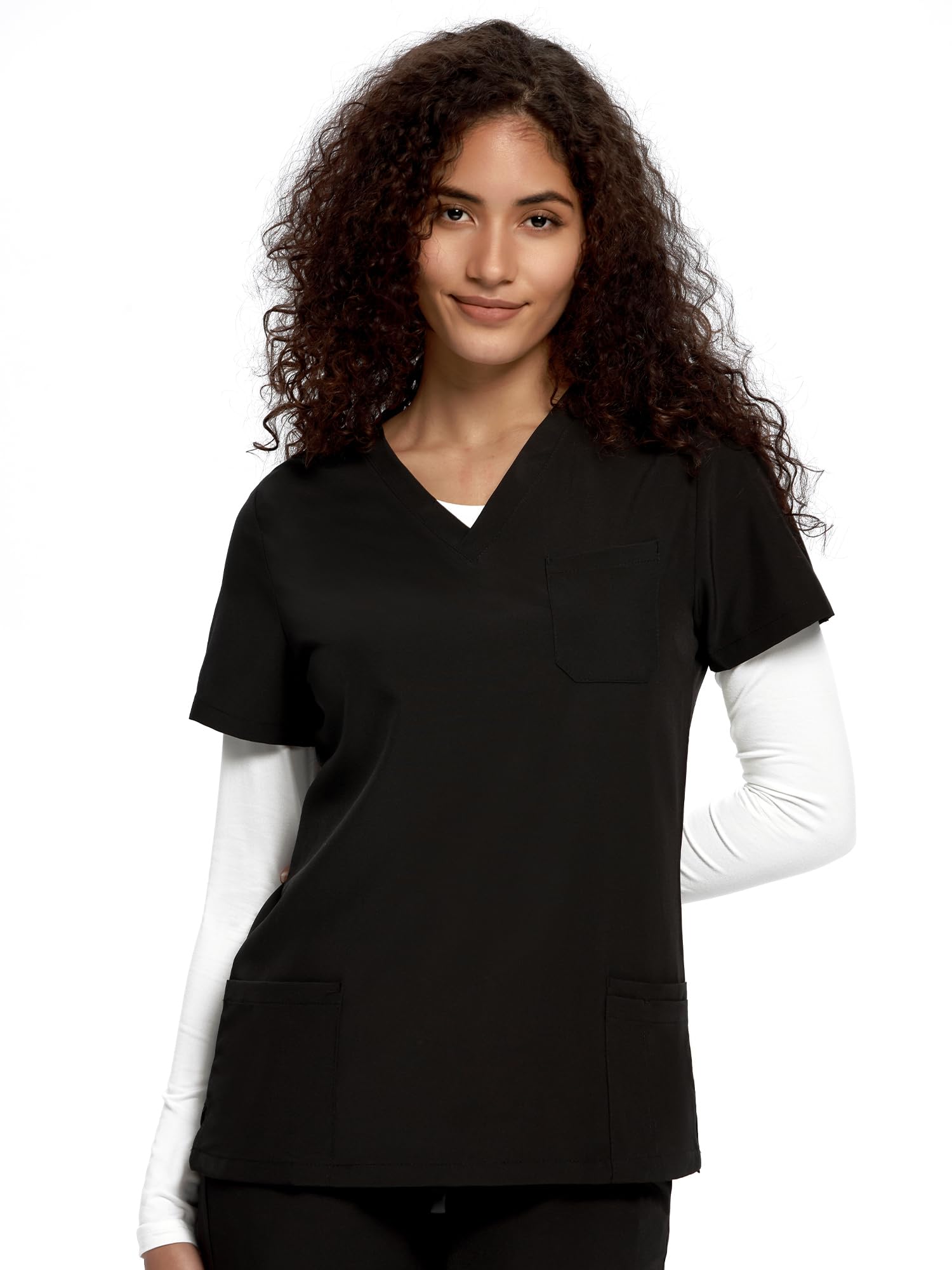 COZYFIT Underscrub Long Sleeve Women - Scrubs Undershirts for Nurse with Soft Fabric, Crew Neck Tee, White, L