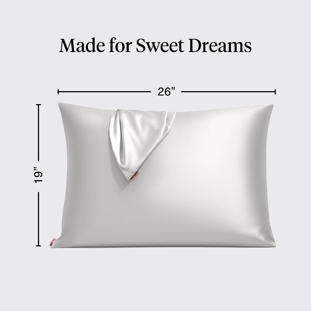 Kitsch Satin Pillowcase with Zipper for Hair & Skin, Softer Than Silk Pillow Cases Queen, Smooth Pillow Covers, Machine Washable, Wrinkle-Free, Cooling Satin Pillow Cases Standard Size 19"x26", Silver