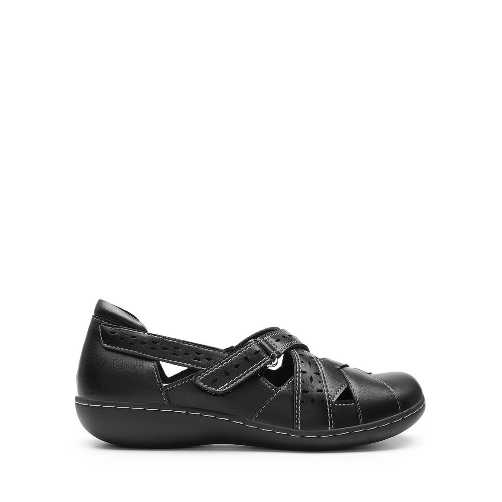 DREAM PAIRS Women's Loafers Slip On Comfortable Casual Orthopedic Walking Flats Work Shoes Closed Toe Sandals with Arch Support,Size 9.5,Black,DWUMLS2508