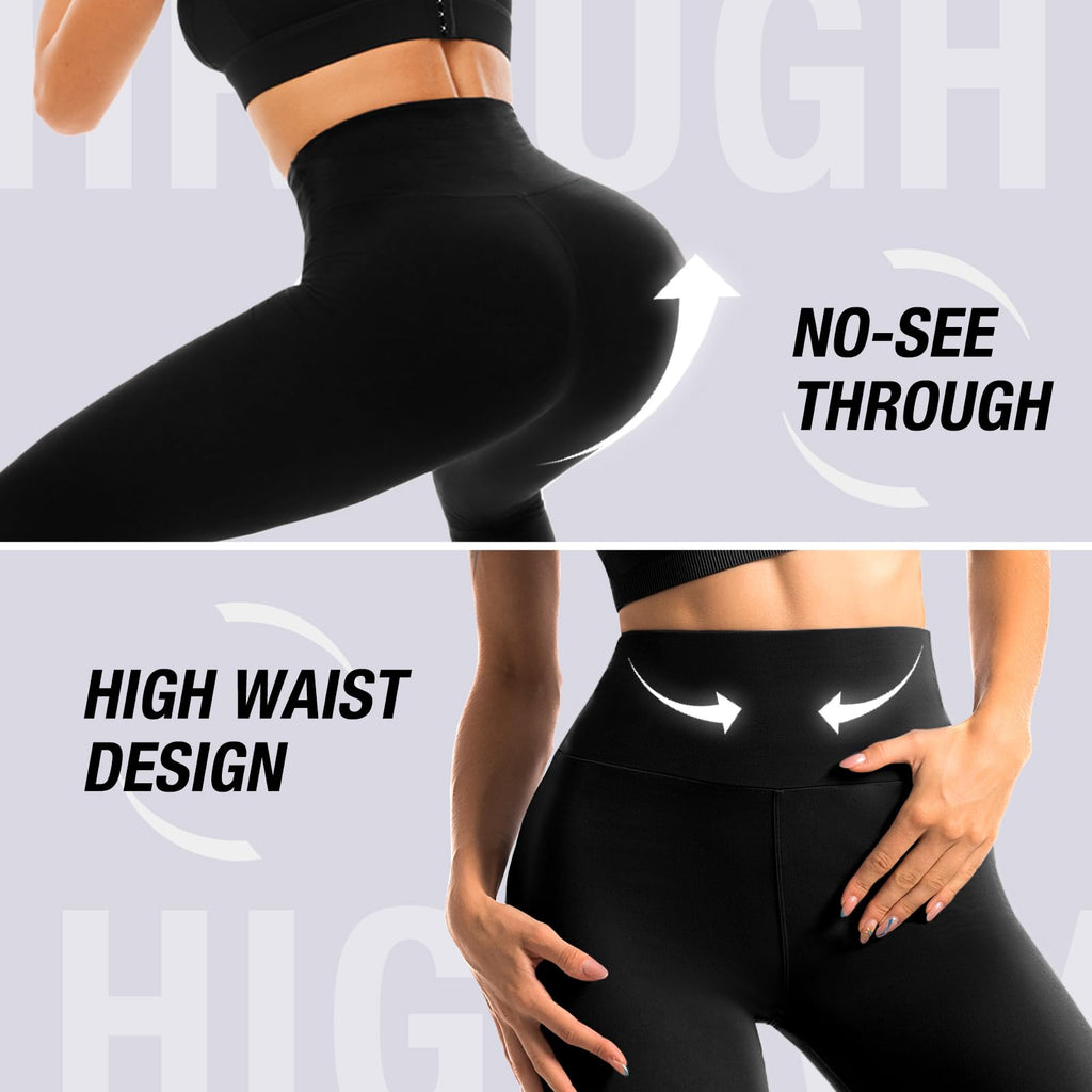 Fawarior High Waisted Leggings for Women, Buttery Soft Workout Yoga Leggings Black LXL