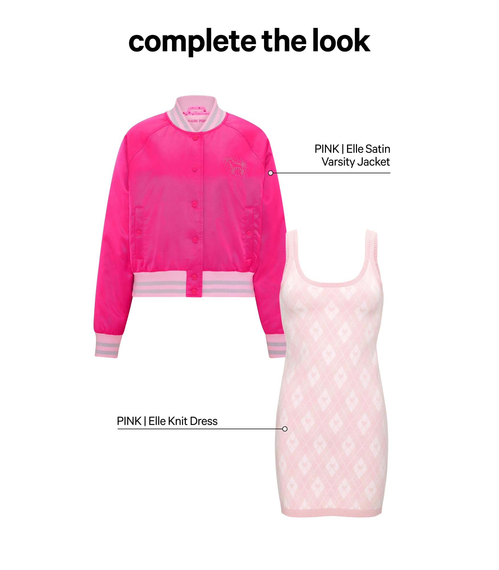 Victoria's Secret PINK | Elle Satin Varsity Jacket, Enchanted Pink, M