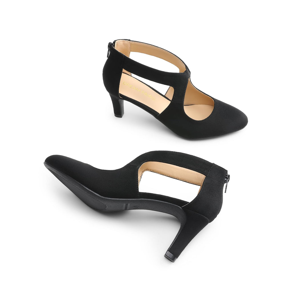 DREAM PAIRS Women's Pumps Closed Pointed Toe Kitten Heels Elegant Party Wedding Dress Shoes for Women,Size 8,Black,DWUMPU2501