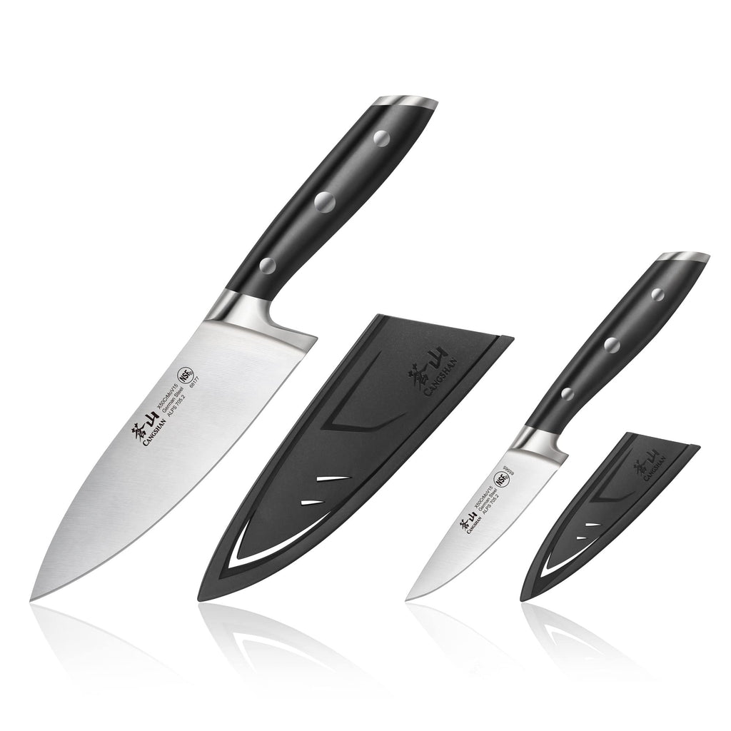 Cangshan ALPS Series 502797 German Steel Forged 2-Piece Starter Set with Sheaths, Black