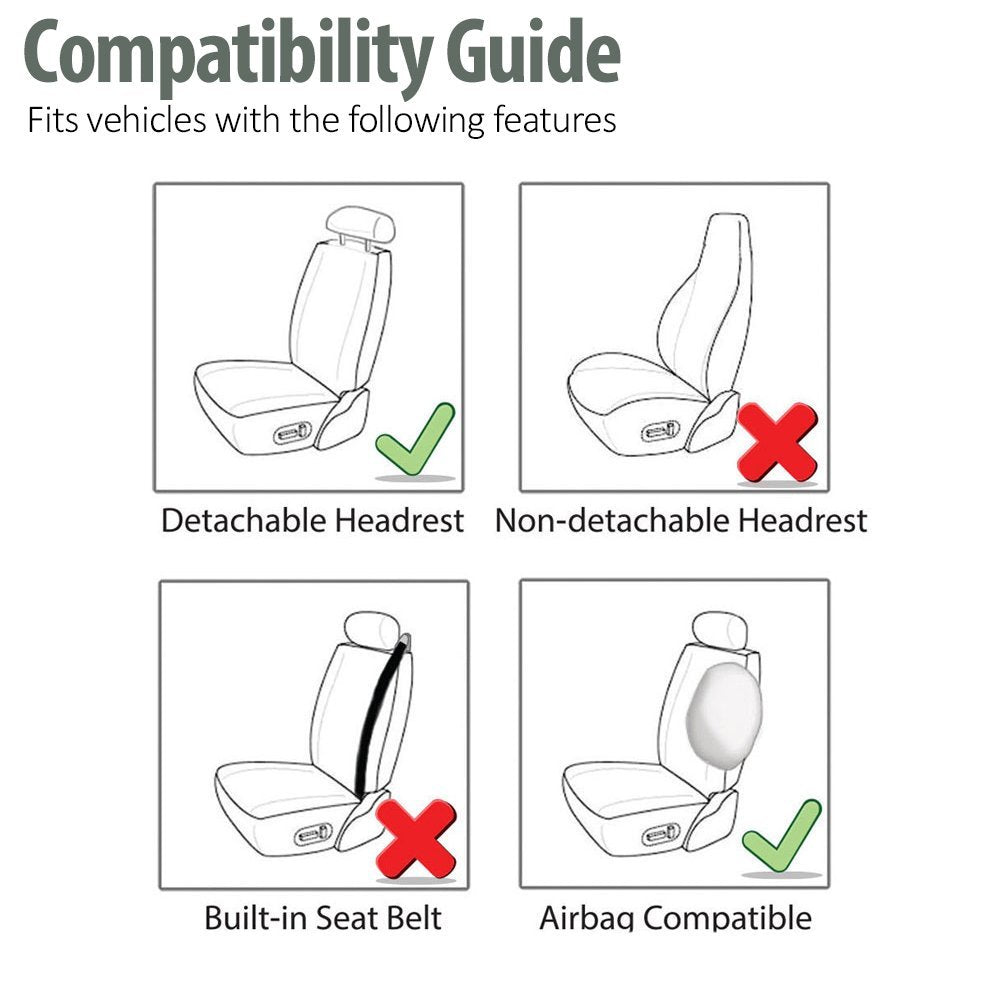FH Group Classic PU Leather Pair Set Car Seat Covers, Airbag Compatible with Gift - Universal Fit for Cars Trucks & SUVs (Solid Gray) PU002102