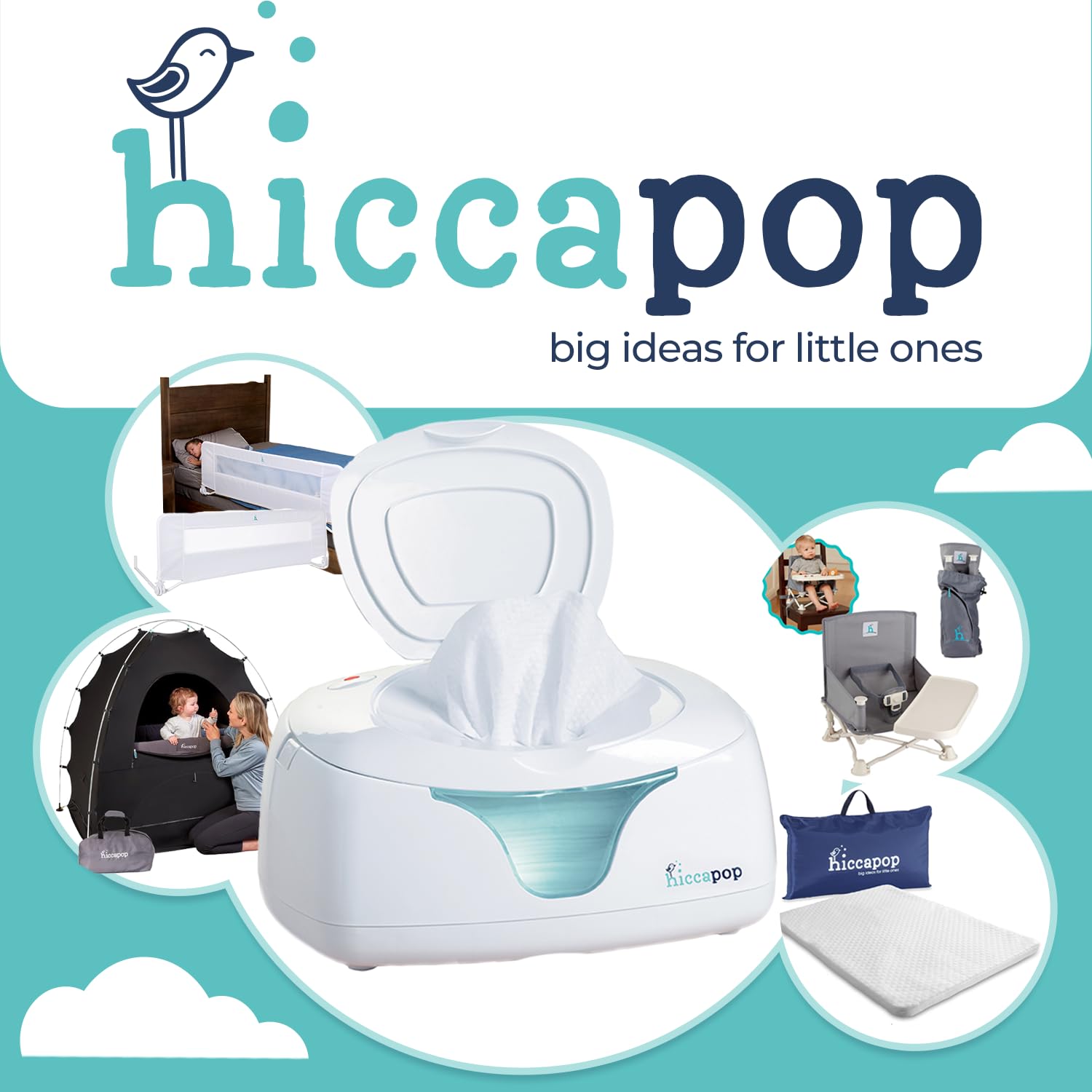 Hiccapop Baby Wipe Warmer and Baby Wet Wipes Dispenser | Baby Wipes Warmer for Babies | Diaper Wipe Warmer with Changing Light, White